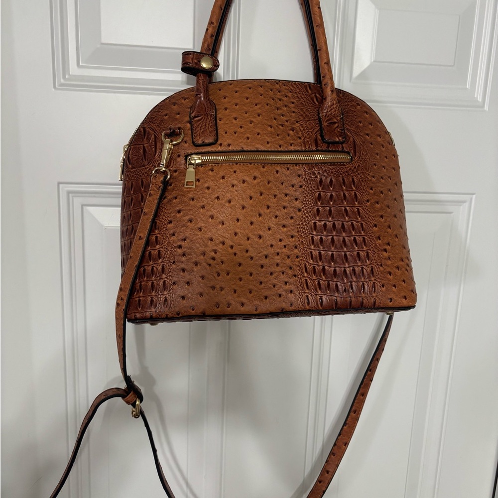 Elegant Brown Textured Women's Handbag